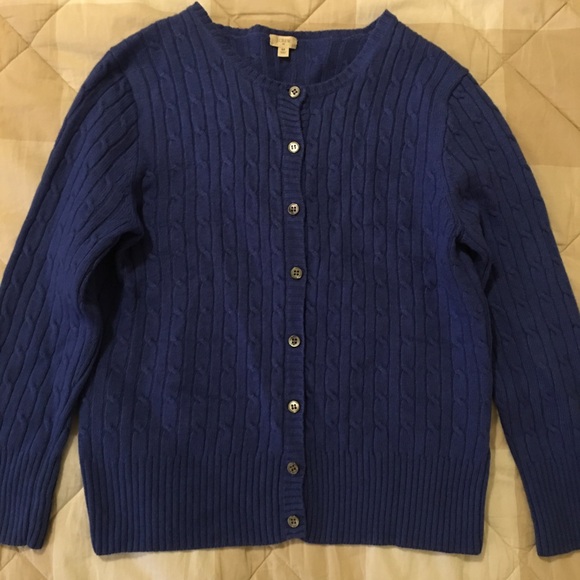 J. Crew Factory Blue Wool and Cashmere Blend Cardigan Sweater Size M - Picture 2 of 7